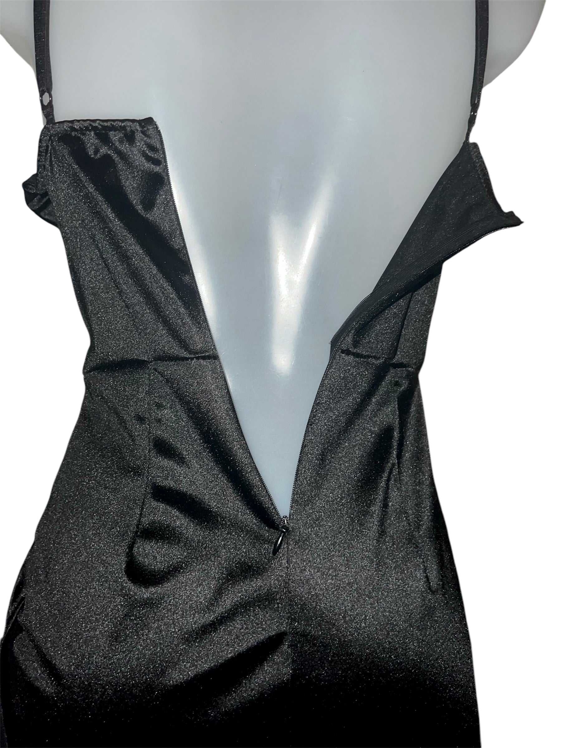 *limitiert*Satin Kleid mit Korsett-Opik - Schwarz