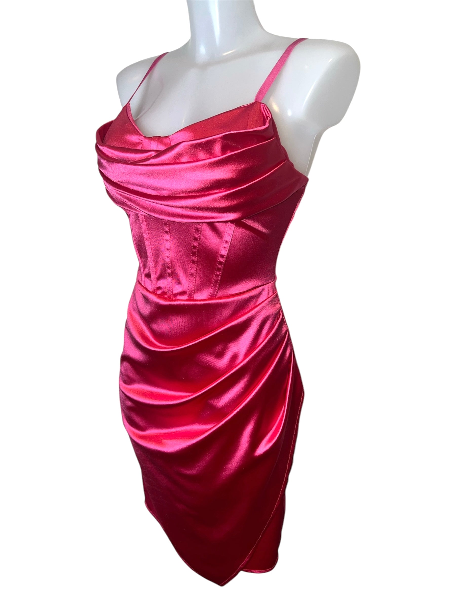 *limitiert* Satin Kleid mit Korsett-Opik - Pink