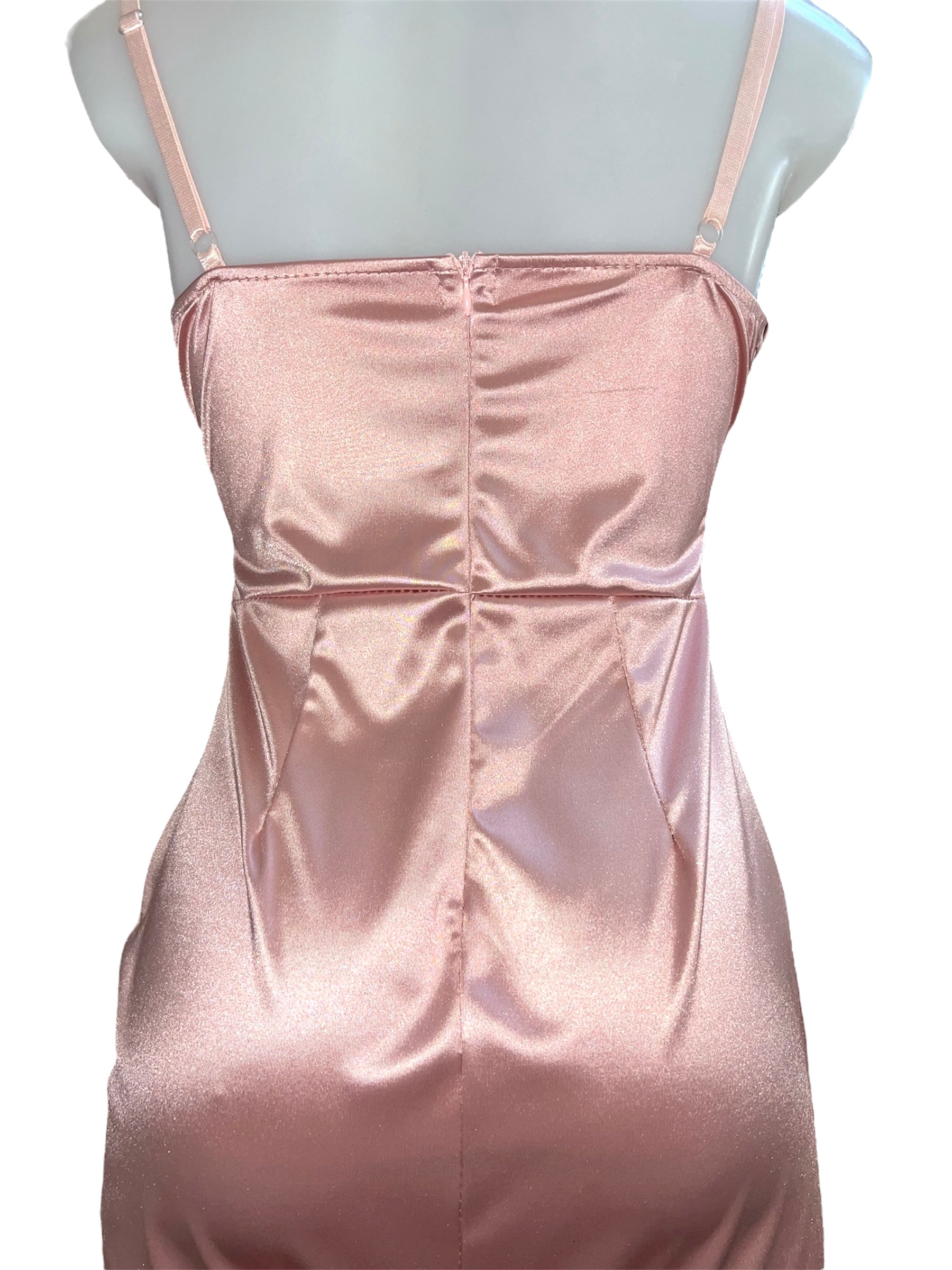 Satin Kleid mit Korsett-Opik - Rosa