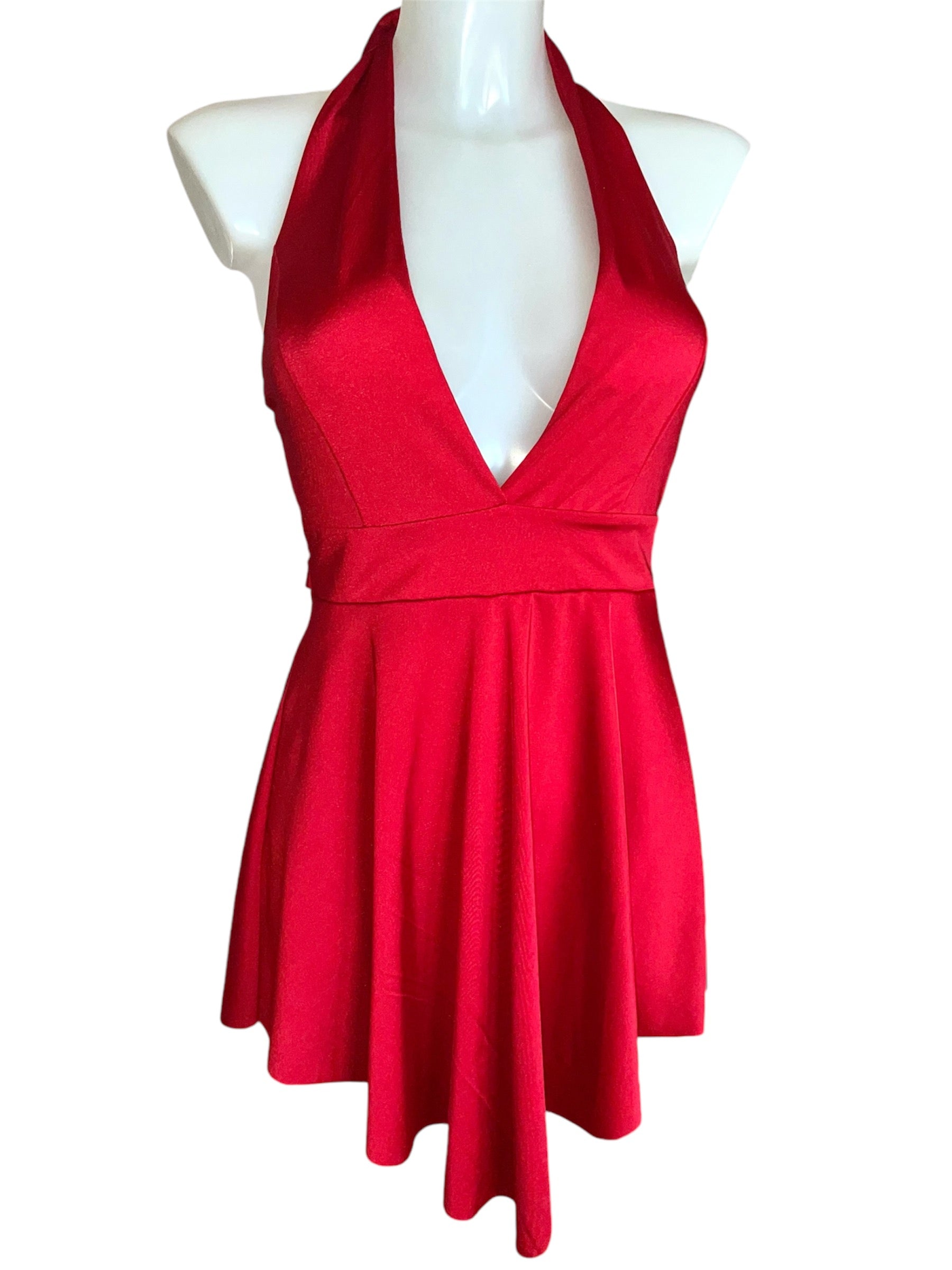 Satin Playsuit mit Shorts - Rot