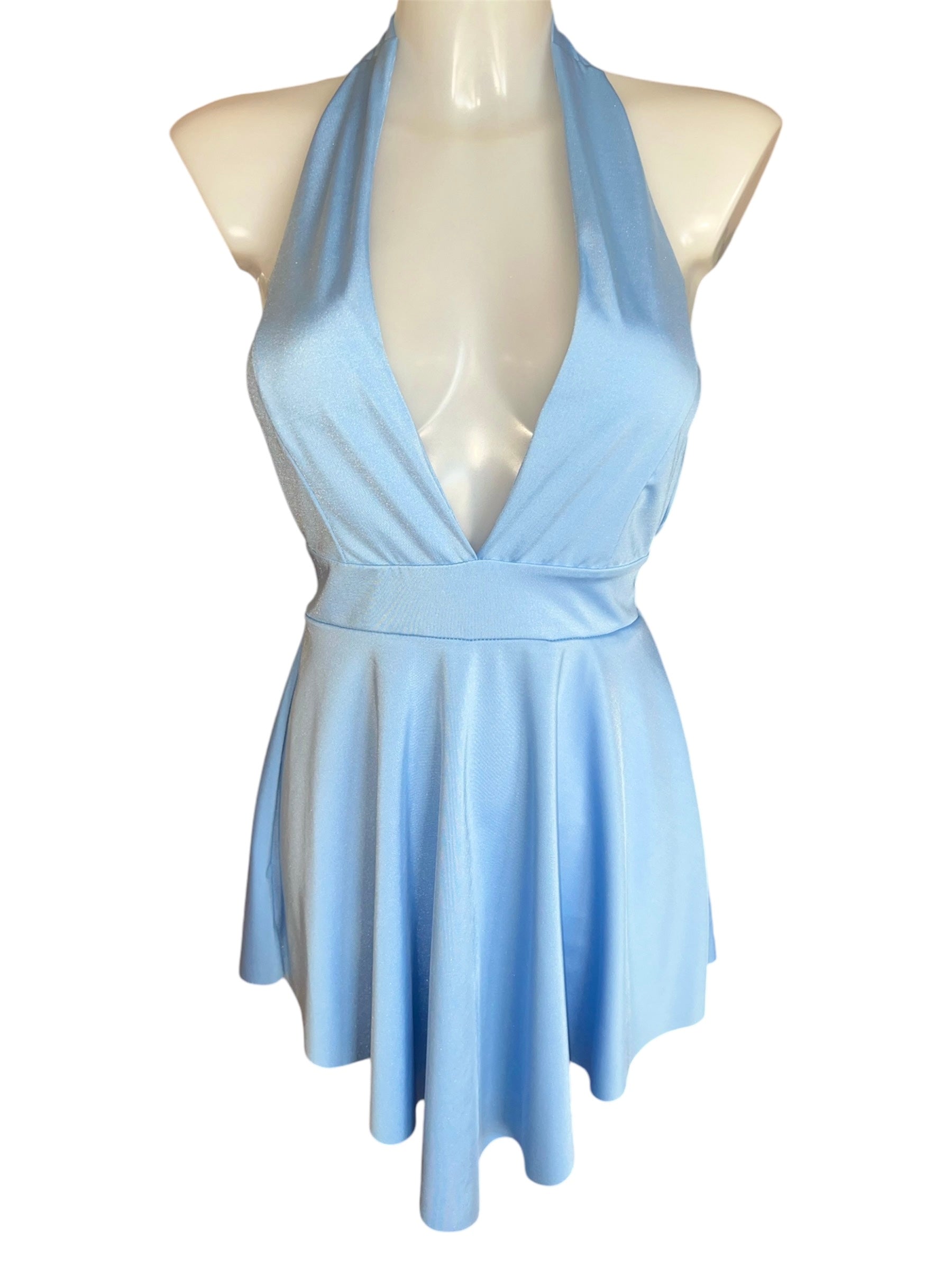 Satin Playsuit mit Shorts - Hellblau