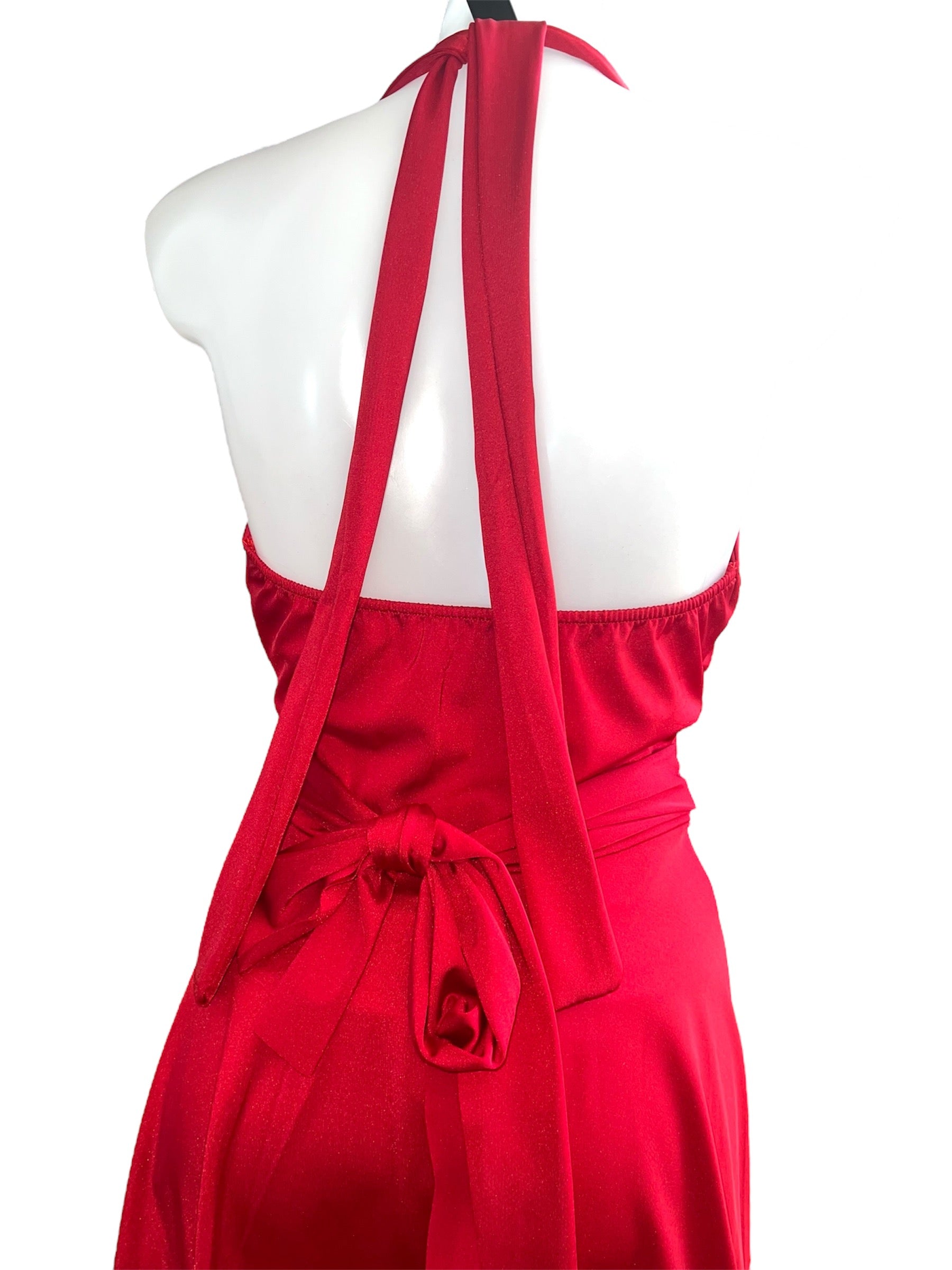 Satin Playsuit mit Shorts - Rot