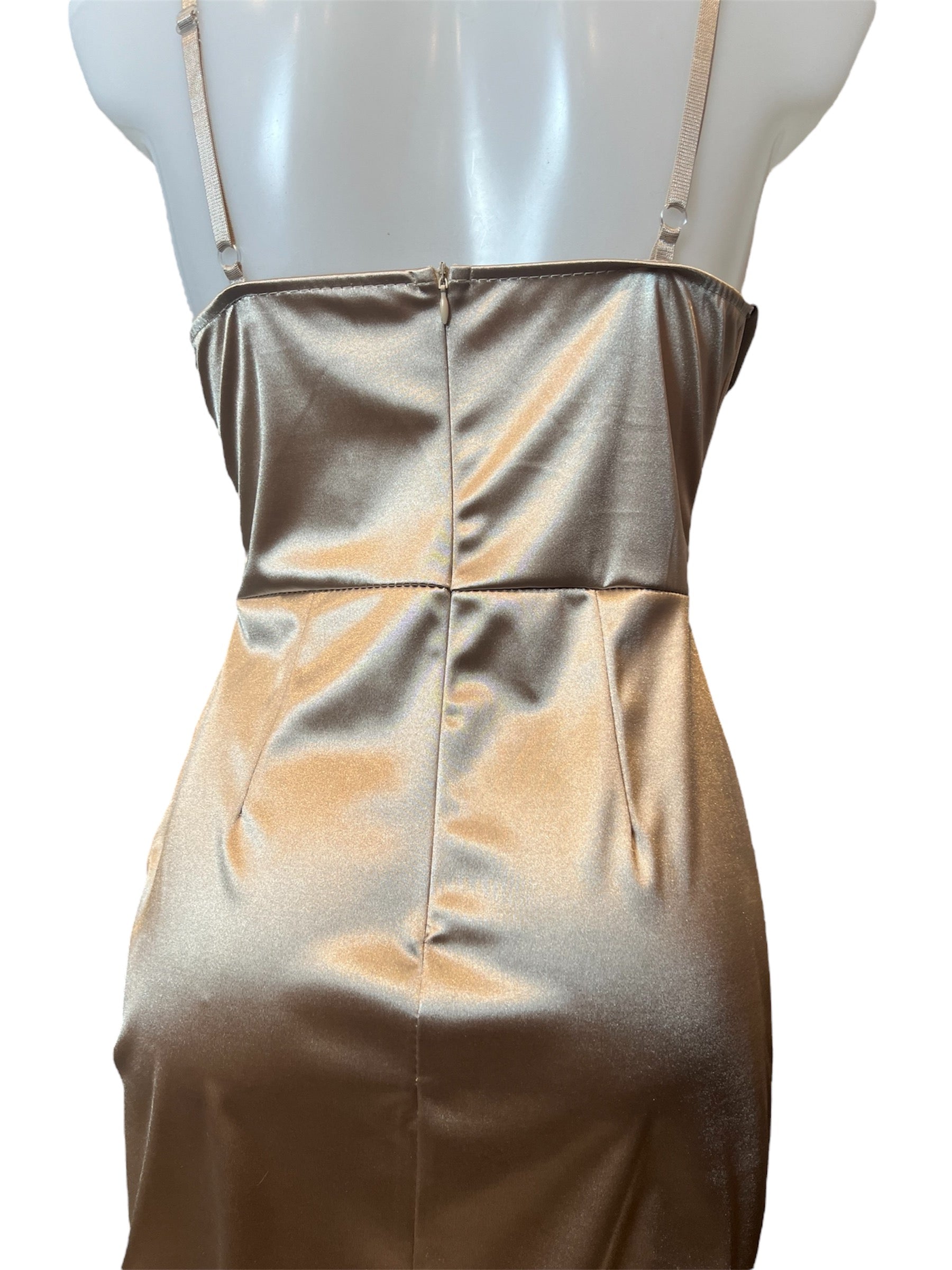 *limitiert* Satin Kleid mit Korsett-Opik - Gold