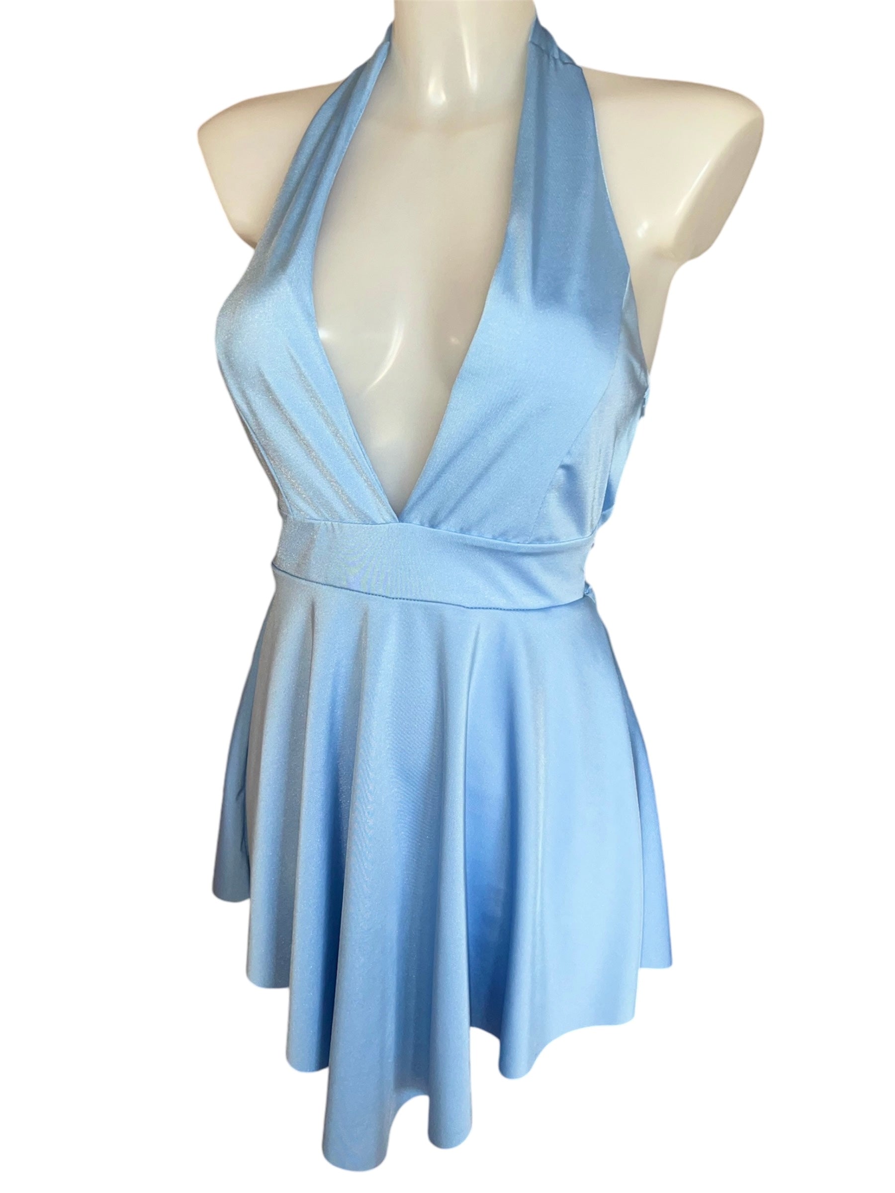 Satin Playsuit mit Shorts - Hellblau