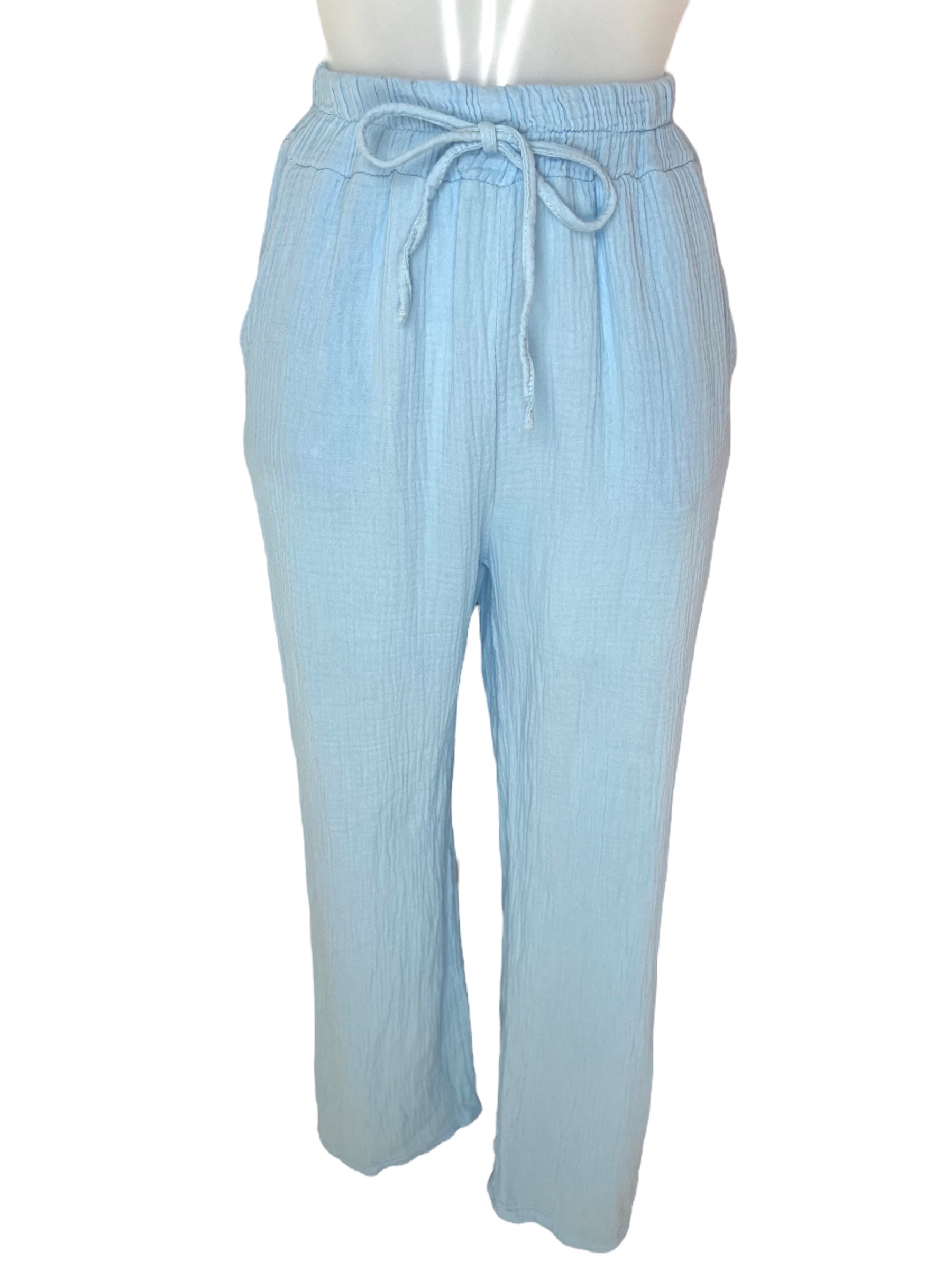 Lange Musselin Hose - Hellblau