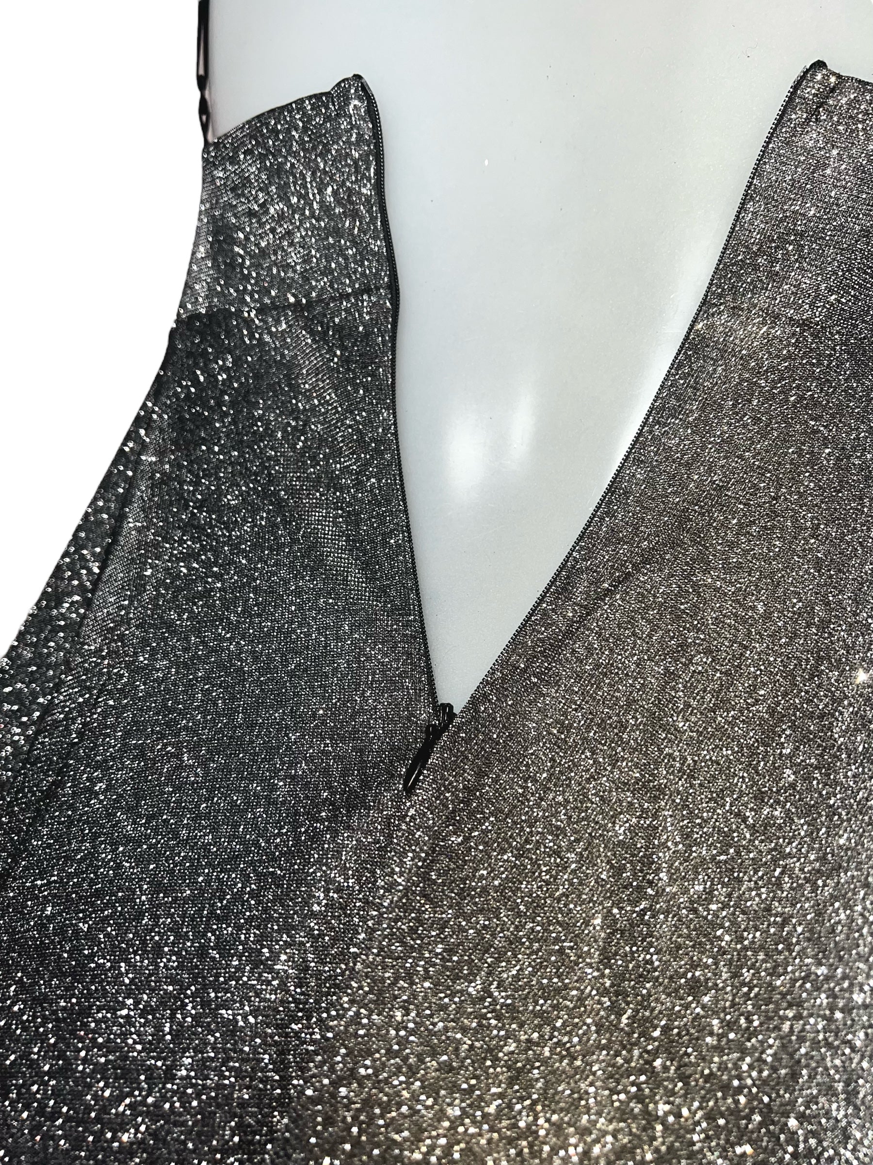 Glitzer Kleid mit Reißverschluss - Silber