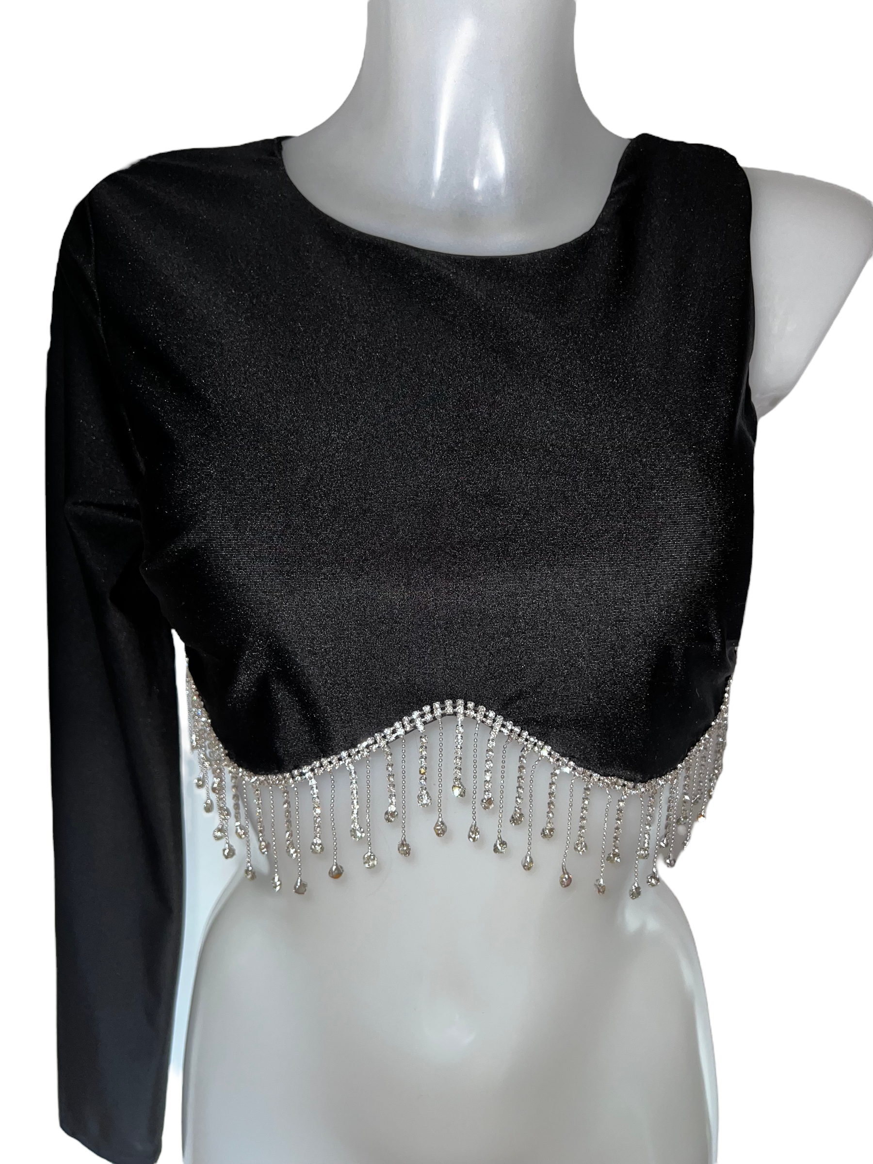 One-Shoulder Top mit Strass